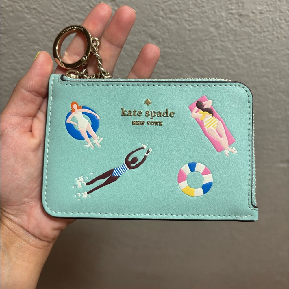 Kate Spade Aqua Cardholder with Swimmer Design